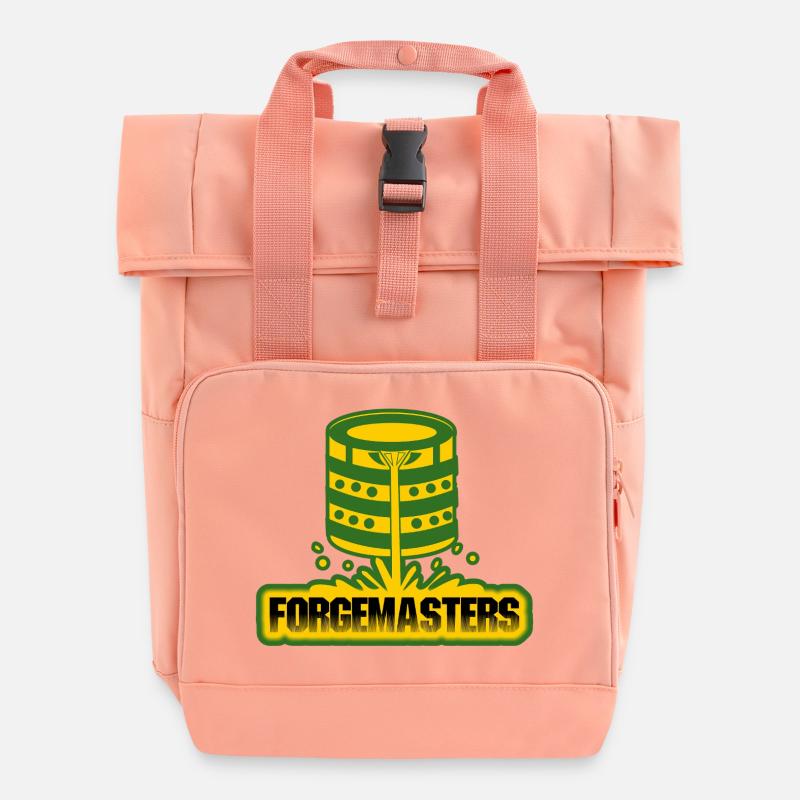 Design des Schmiedemeister-Emblems - Rolltop Rucksack mit zwei Griffen - Chintzrosa