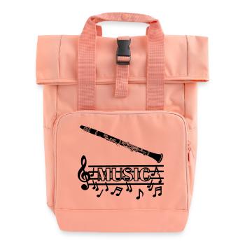 Clarinette instrument à vent avec des sons musicaux en dessous - Sac à dos Roll Top à deux anses - rose liberty - Devant