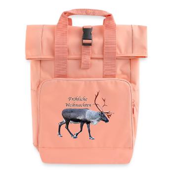 Fröhliche Weihnachten - Roll Top Backpack with Two Handles - chintz rose - Front