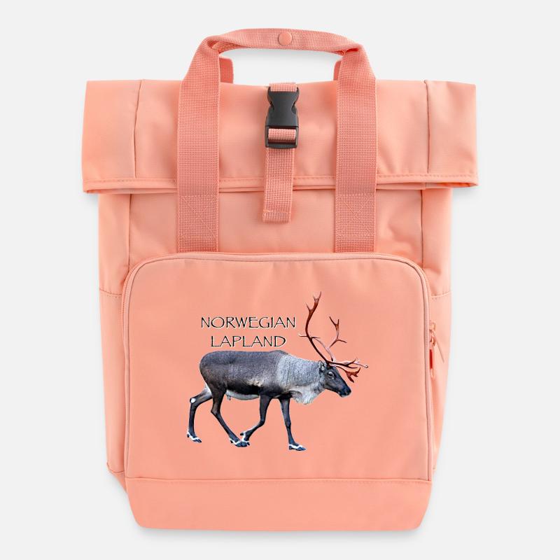 Lapland moose in Nordic Style - Roll Top Backpack with Two Handles - chintz rose