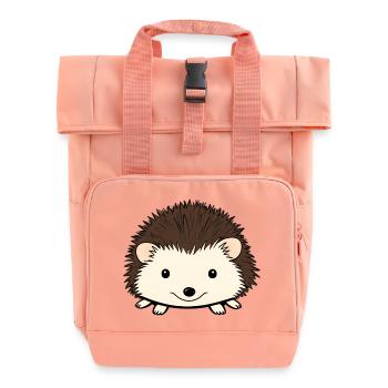 Niedlicher Igel mit freundlichem Gesicht - Rolltop Rucksack mit zwei Griffen - Chintzrosa - Vorne