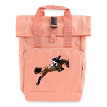 Springendes Pferd im Sprung - Rolltop Rucksack mit zwei Griffen - Chintzrosa - Vorne