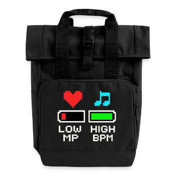 NIEDRIGE MP HOHE BPM Pixel Art Gaming Musik - Rolltop Rucksack mit zwei Griffen - Schwarz - Vorne