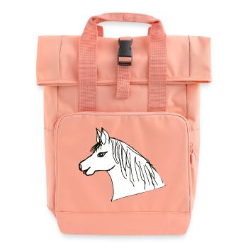 Pferdekopf Pony Pferd Kinder Pferde - Rolltop Rucksack mit zwei Griffen - Chintzrosa - Vorne