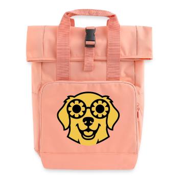 Labrador Flower Glasses Peace Comic - Roll Top Backpack with Two Handles - chintz rose - Front