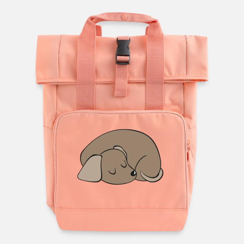 Hund - Rolltop Rucksack mit zwei Griffen - Chintzrosa
