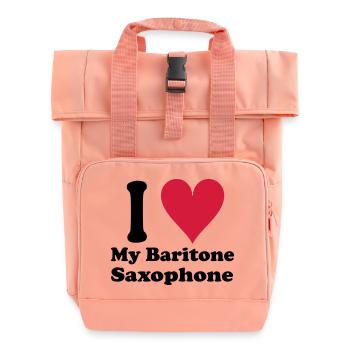 I Love Baritone Saxophone - Roll Top Backpack with Two Handles - chintz rose - Front