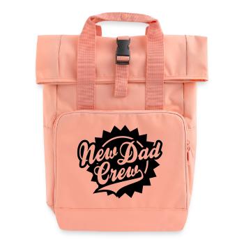 New Dad Crew Shield Design - Roll Top Backpack with Two Handles - chintz rose - Front