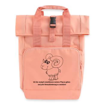 Sternzeichen Widder - Rolltop Rucksack mit zwei Griffen - Chintzrosa - Vorne