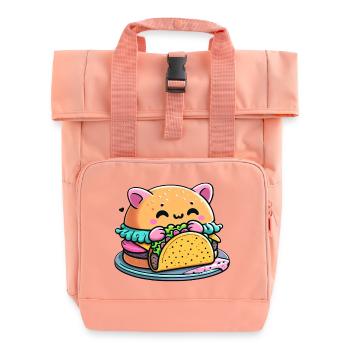 Burger Cat Taco - Niedlich, Skurril, Lustig, Essen - Rolltop Rucksack mit zwei Griffen - Chintzrosa - Vorne