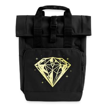 Diamond Jewel Gold Silhouette - Roll Top Backpack with Two Handles - black - Front