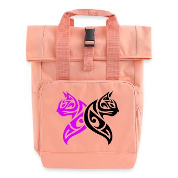 Katzen Tribal Kater Design - Rolltop Rucksack mit zwei Griffen - Chintzrosa - Vorne