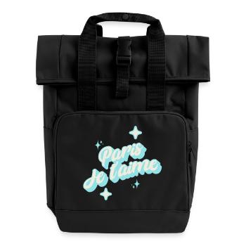 Paris I Love You - Sky Blue - Roll Top Backpack with Two Handles - black - Front