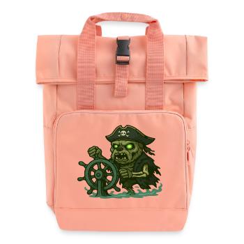 Zombie Pirate Steering Haunted Ghost Wheel - Roll Top Backpack with Two Handles - chintz rose - Front