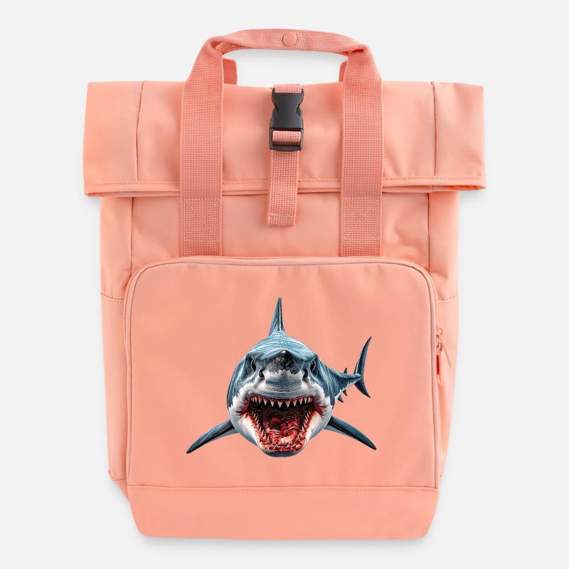 Shark - Roll Top Backpack with Two Handles - chintz rose