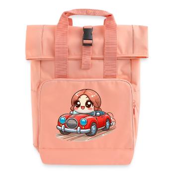 Cartoon-Spielzeugauto - Rolltop Rucksack mit zwei Griffen - Chintzrosa - Vorne