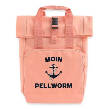 Moin Pellworm – Maritimes Anker-Design - Rolltop Rucksack mit zwei Griffen - Chintzrosa - Vorne