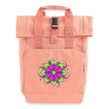 Farbenfrohe Mandala Blüte - Rolltop Rucksack mit zwei Griffen - Chintzrosa - Vorne