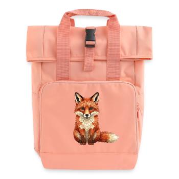 Mosaïque de renard - géométrique pour les fans des animaux de la forêt - Sac à dos Roll Top à deux anses - rose liberty - Devant
