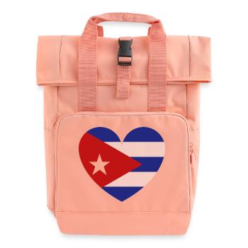 Heart Cuba Flag - Roll Top Backpack with Two Handles - chintz rose - Front
