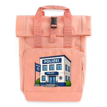 Polizei Cartoon Gebäude Druckdesign - Rolltop Rucksack mit zwei Griffen - Chintzrosa - Vorne