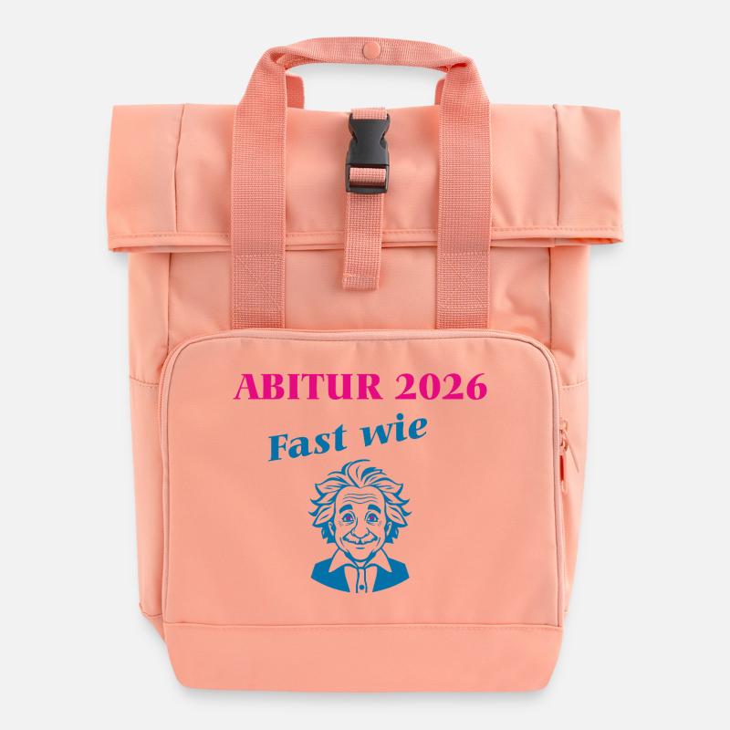 Abitur 2026 - Fast wie Einstein - Rolltop Rucksack mit zwei Griffen - Chintzrosa