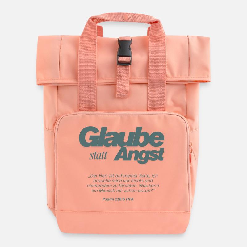 Glaube statt Angst Psalm 118:6 - Rolltop Rucksack mit zwei Griffen - Chintzrosa