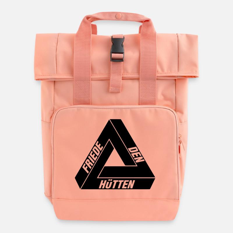 Friede den Hütten - Rolltop Rucksack mit zwei Griffen - Chintzrosa