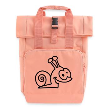 funny snail - line - Roll Top Backpack with Two Handles - chintz rose - Front