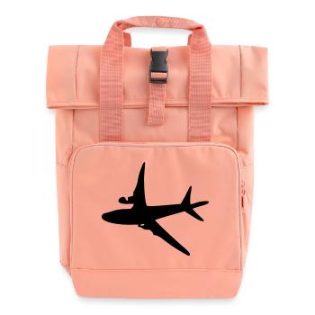 Airplane -6 - Roll Top Backpack with Two Handles - chintz rose - Front