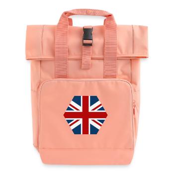 Great Britain flag - Roll Top Backpack with Two Handles - chintz rose - Front