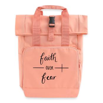 faith over fear - Roll Top Backpack with Two Handles - chintz rose - Front