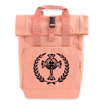 Keltenkreuz mit Lorbeerkranz - Rolltop Rucksack mit zwei Griffen - Chintzrosa - Vorne