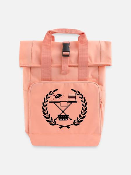 Bügelbrett im Lorbeerkranz - Rolltop Rucksack mit zwei Griffen - Chintzrosa