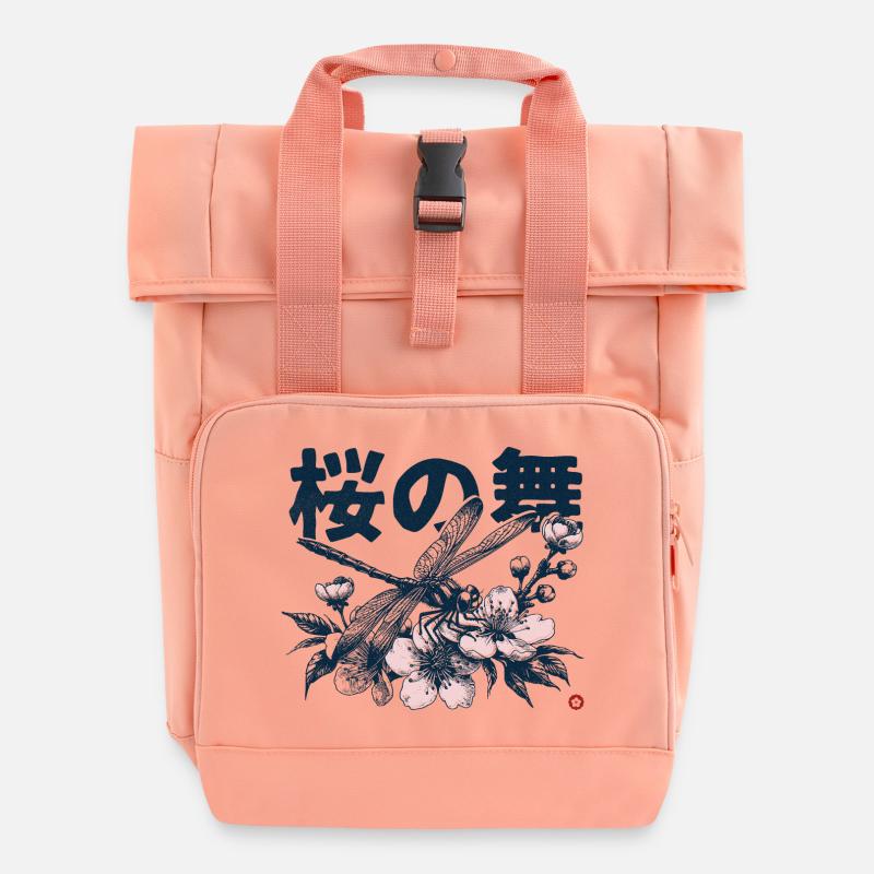 Libelle 'Tanz der Sakura' - Rolltop Rucksack mit zwei Griffen - Chintzrosa