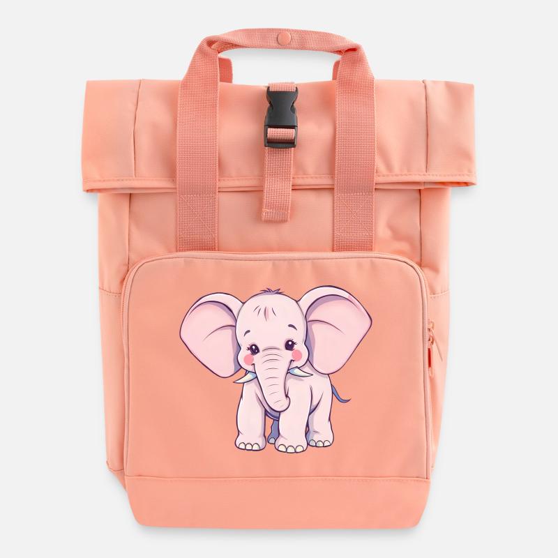 Éléphant rose ludique avec queue bleue - Sac à dos Roll Top à deux anses - rose liberty