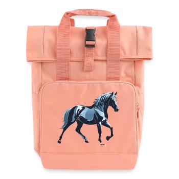 Blue Horse - Animal Design - Roll Top Backpack with Two Handles - chintz rose - Front