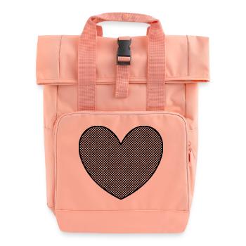 Heart Black Dotted Pattern Hearts - Roll Top Backpack with Two Handles - chintz rose - Front