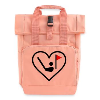 Golf Heart Club Ball Sport Geschenk - Rolltop Rucksack mit zwei Griffen - Chintzrosa - Vorne