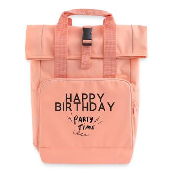 Happy Birthday - Roll Top Backpack with Two Handles - chintz rose - Front