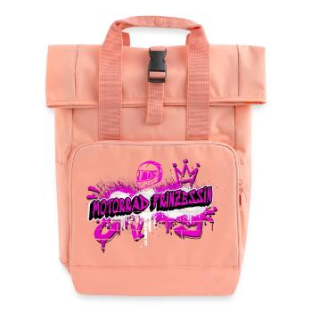 Motorrad Prinzessin Graffiti Design - Rolltop Rucksack mit zwei Griffen - Chintzrosa - Vorne