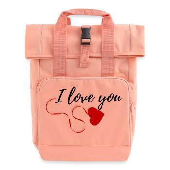 I love you - Rolltop Rucksack mit zwei Griffen - Chintzrosa - Vorne
