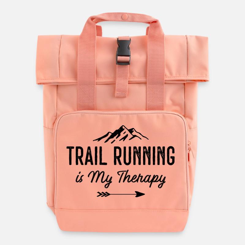 Ultra Running is My Therapy - Roll Top Backpack with Two Handles - chintz rose
