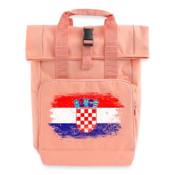 Croatia Crest Card Montage - Roll Top Backpack with Two Handles - chintz rose - Front