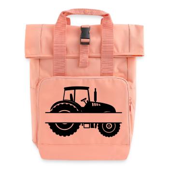 Farm Tractor Emblem - Roll Top Backpack with Two Handles - chintz rose - Front