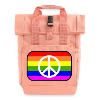 Signe de paix sur le drapeau arc-en-ciel LGBT - Sac à dos Roll Top à deux anses - rose liberty - Devant