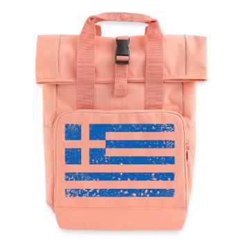 Griechische Flagge / Griechenland Fahne - Rolltop Rucksack mit zwei Griffen - Chintzrosa - Vorne