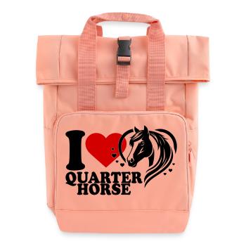 I love Pferd Quarter Horse - Roll Top Backpack with Two Handles - chintz rose - Front