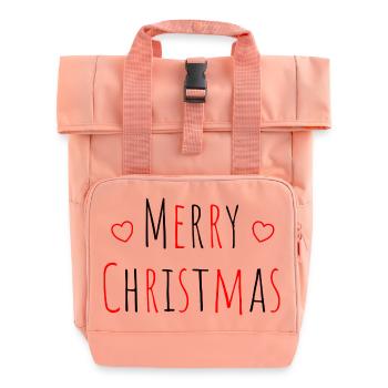 Christmas Merry Christmas heart red black - Roll Top Backpack with Two Handles - chintz rose - Front