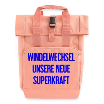 Windelwechsel – unsere neue Superkraft - Rolltop Rucksack mit zwei Griffen - Chintzrosa - Vorne